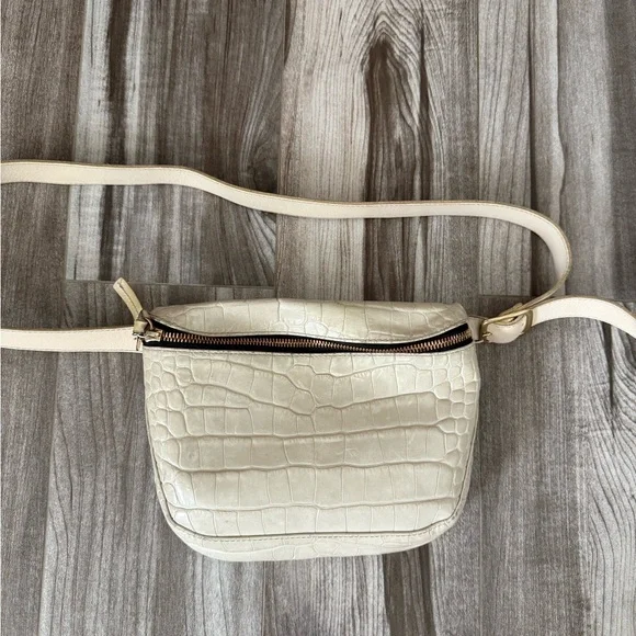 Clare V Cream Crocodile-Embossed Crossbody Bag - Picture 2 of 11